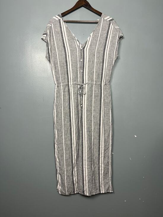 Cloth & Stone Pants - Cloth & Stone Linen Blend Jumpsuit Navy Striped Cropped Coastal Women's Size M